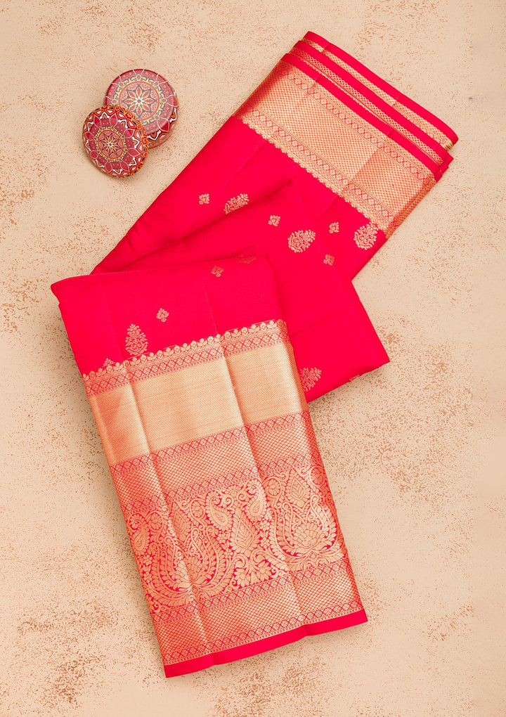 Red Zariwork Pure Silk Saree-Koskii