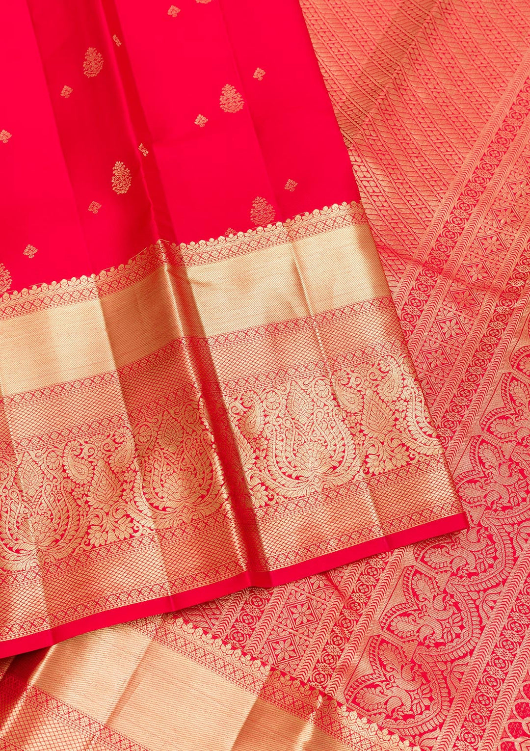 Red Zariwork Pure Silk Saree-Koskii