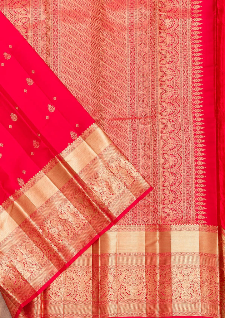 Red Zariwork Pure Silk Saree-Koskii