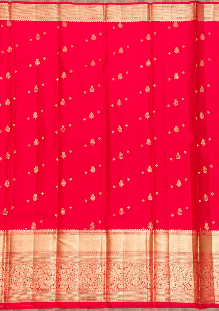 Red Zariwork Pure Silk Saree-Koskii