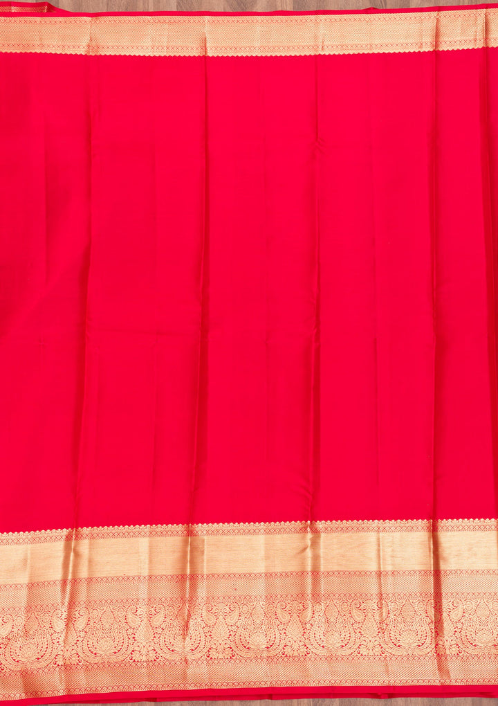 Red Zariwork Pure Silk Saree-Koskii