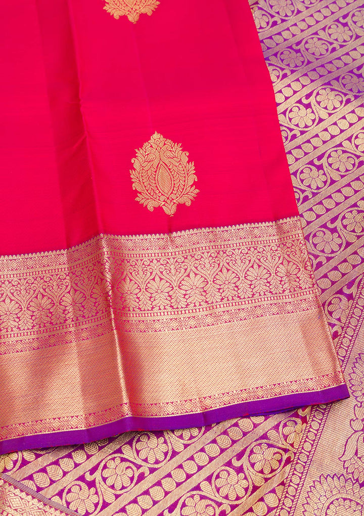 Red Zariwork Pure Silk Saree-Koskii
