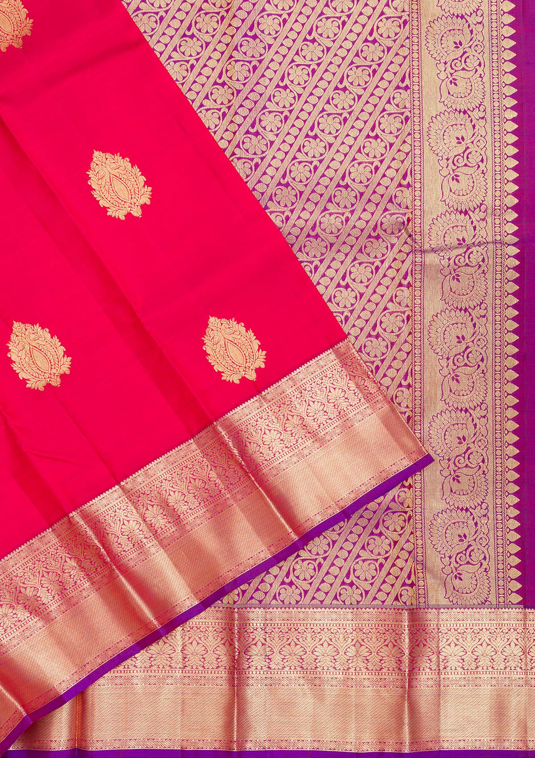 Red Zariwork Pure Silk Saree-Koskii