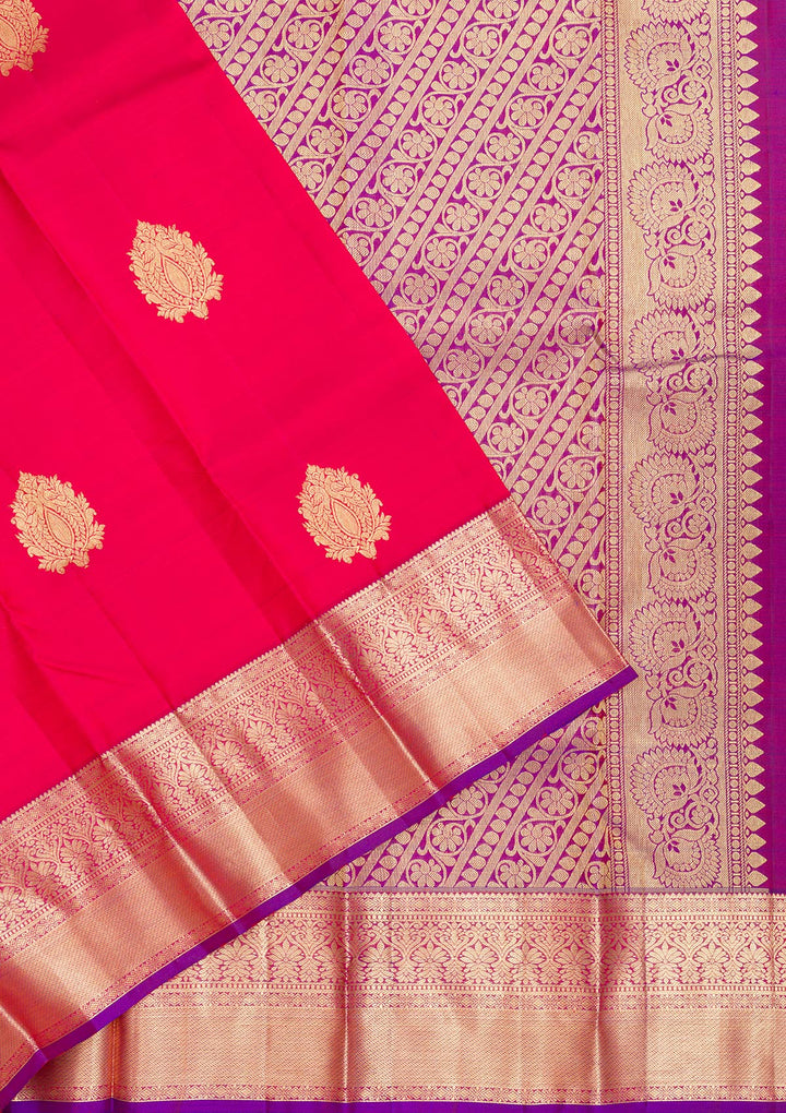 Red Zariwork Pure Silk Saree-Koskii
