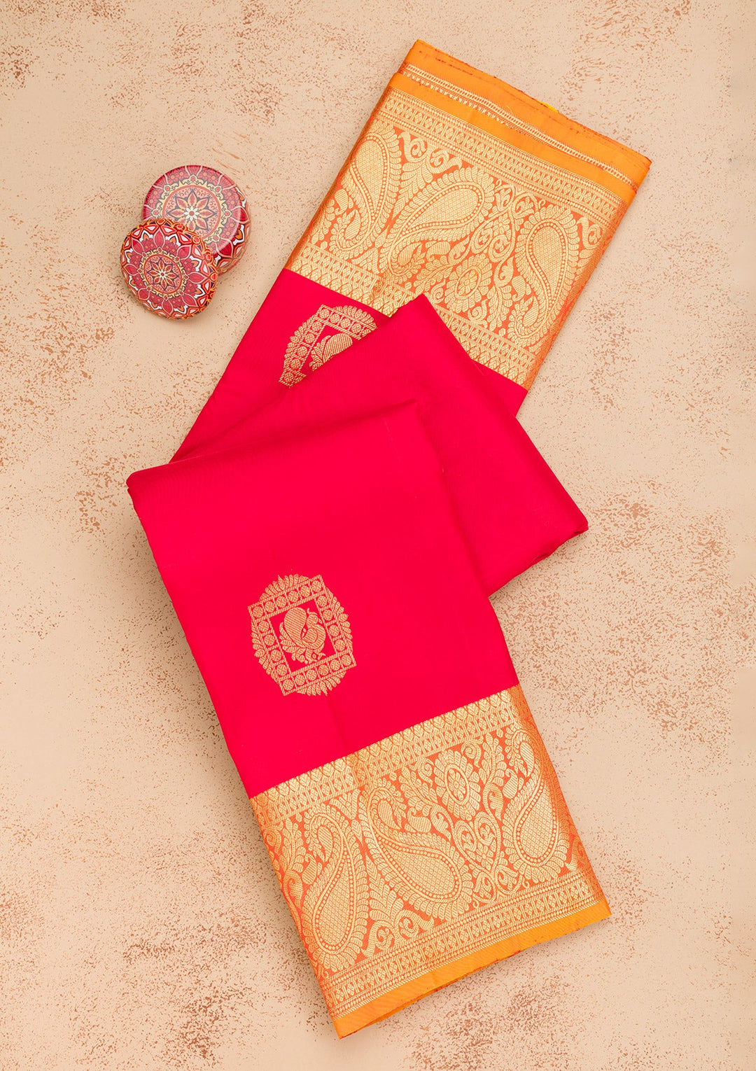 Red Zariwork Pure Silk Saree-Koskii