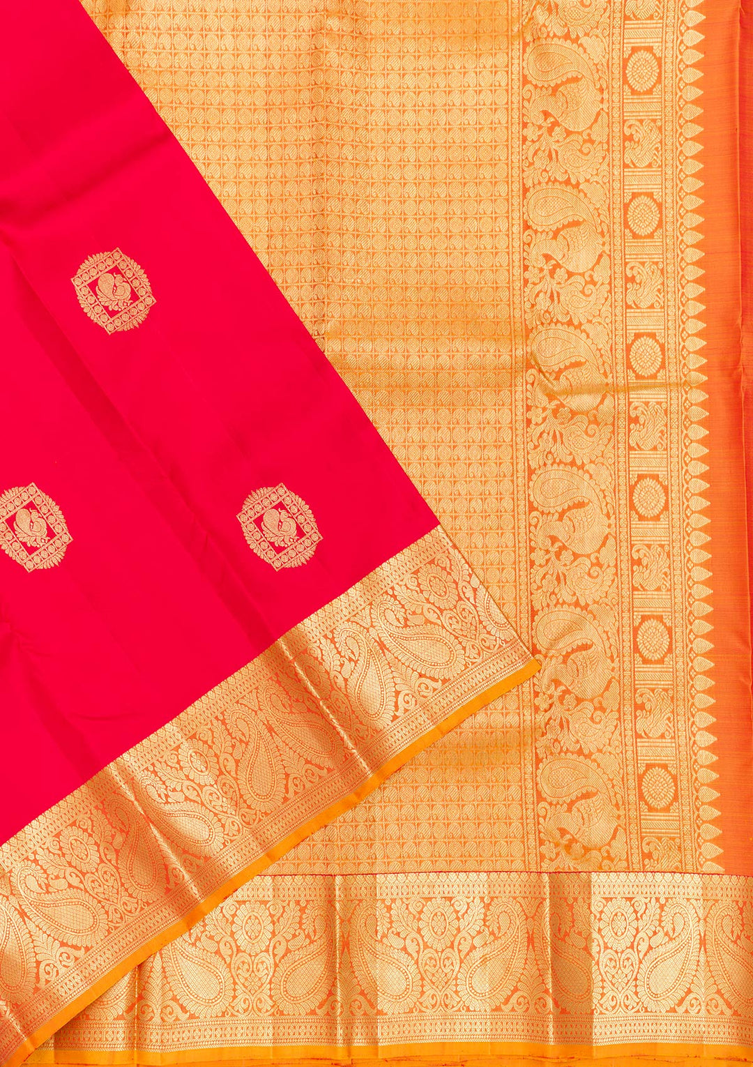 Red Zariwork Pure Silk Saree-Koskii