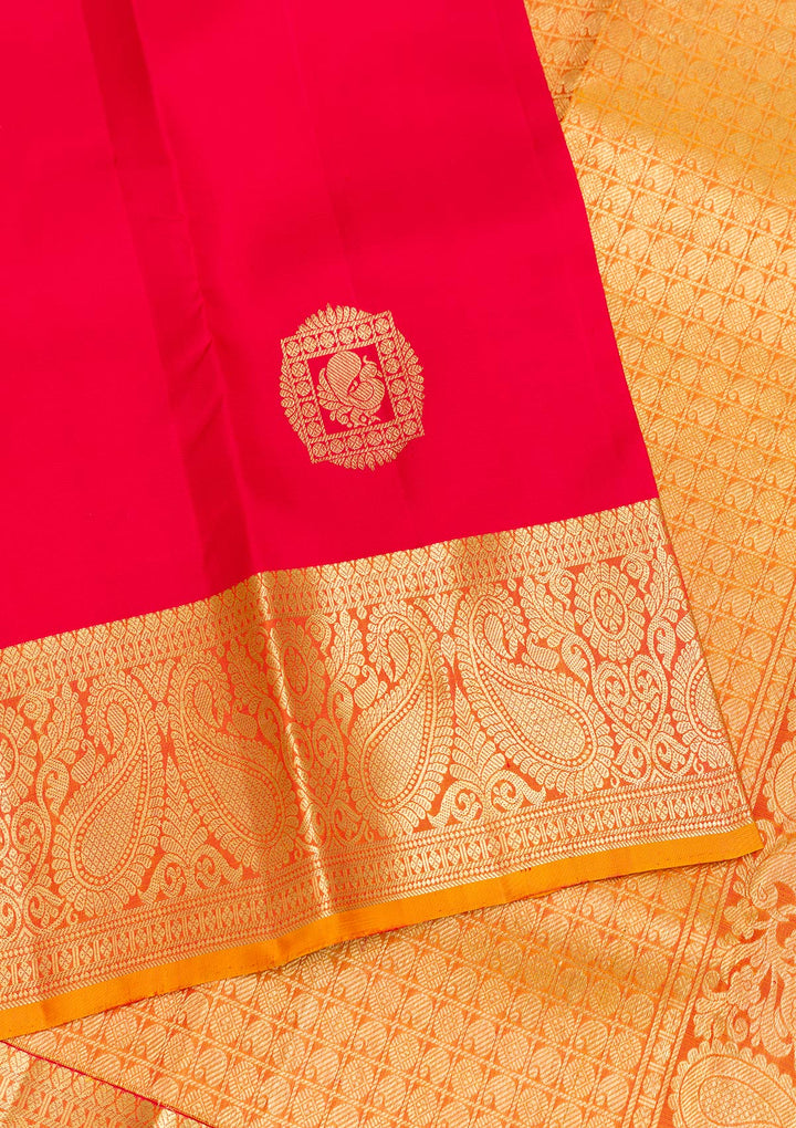 Red Zariwork Pure Silk Saree-Koskii