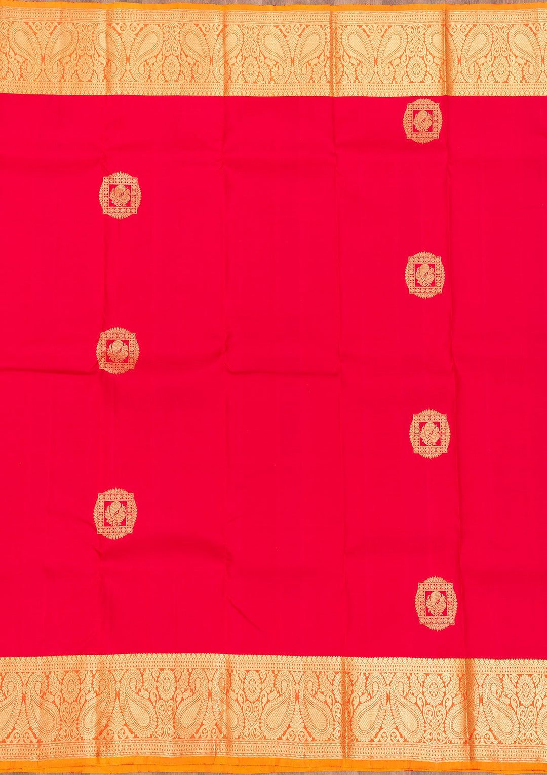 Red Zariwork Pure Silk Saree-Koskii