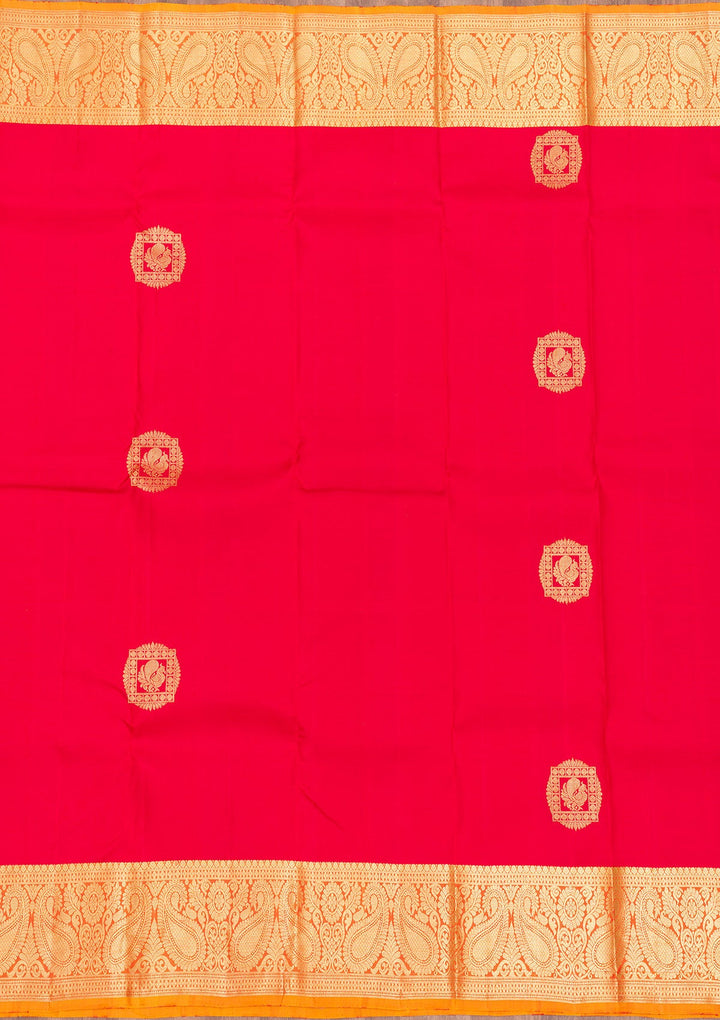 Red Zariwork Pure Silk Saree-Koskii