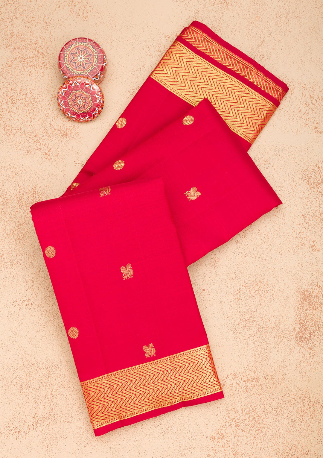 Red Zariwork Pure Silk Saree-Koskii