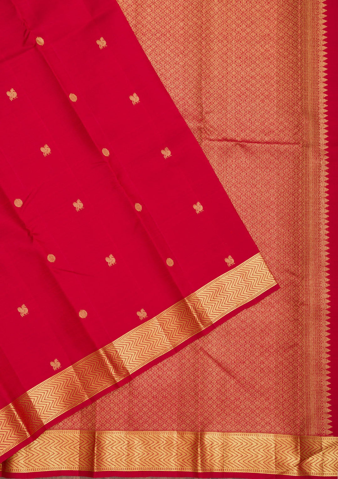 Red Zariwork Pure Silk Saree-Koskii