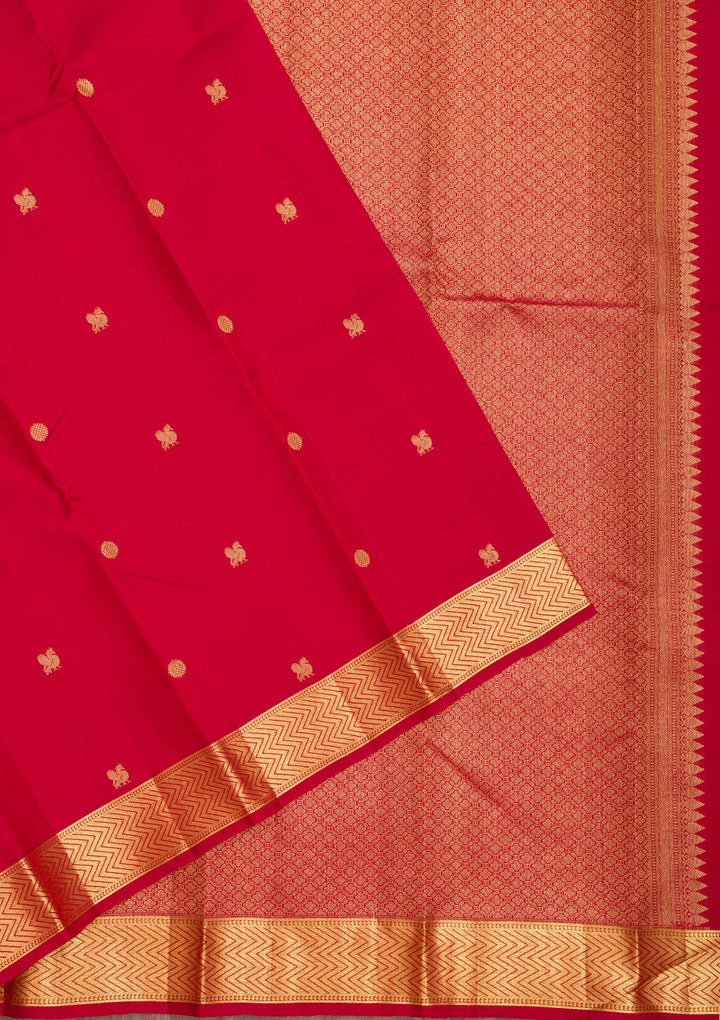 Red Zariwork Pure Silk Saree-Koskii