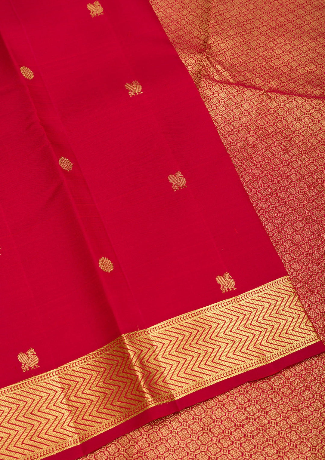 Red Zariwork Pure Silk Saree-Koskii