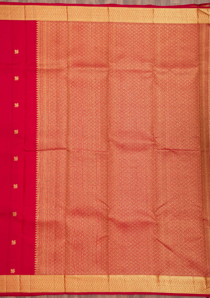 Red Zariwork Pure Silk Saree-Koskii