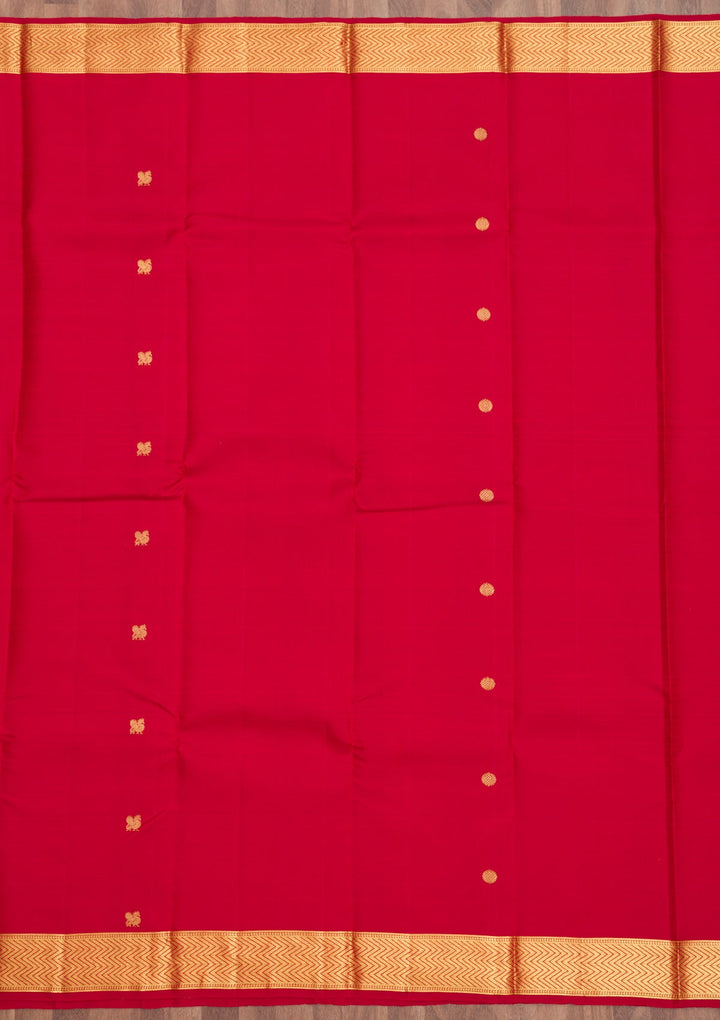 Red Zariwork Pure Silk Saree-Koskii
