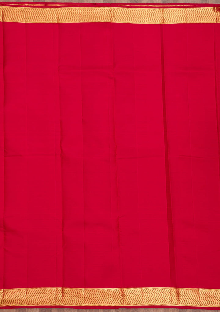 Red Zariwork Pure Silk Saree-Koskii