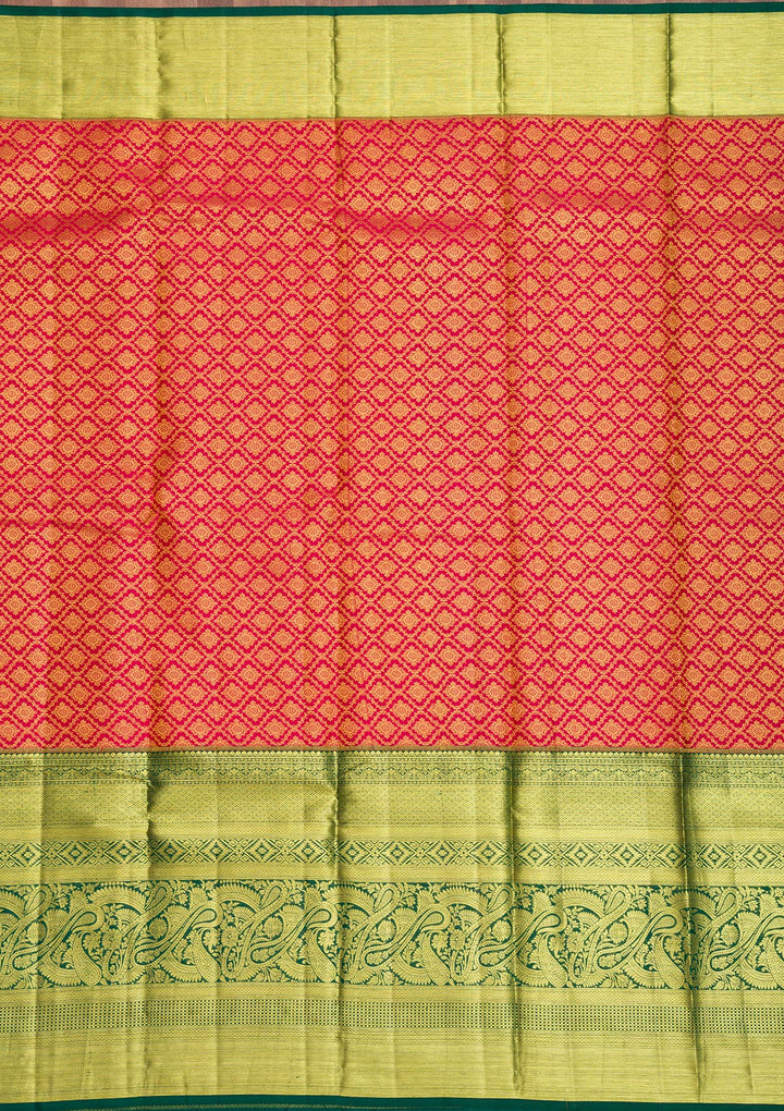 Red Zariwork Pure Silk Saree-Koskii