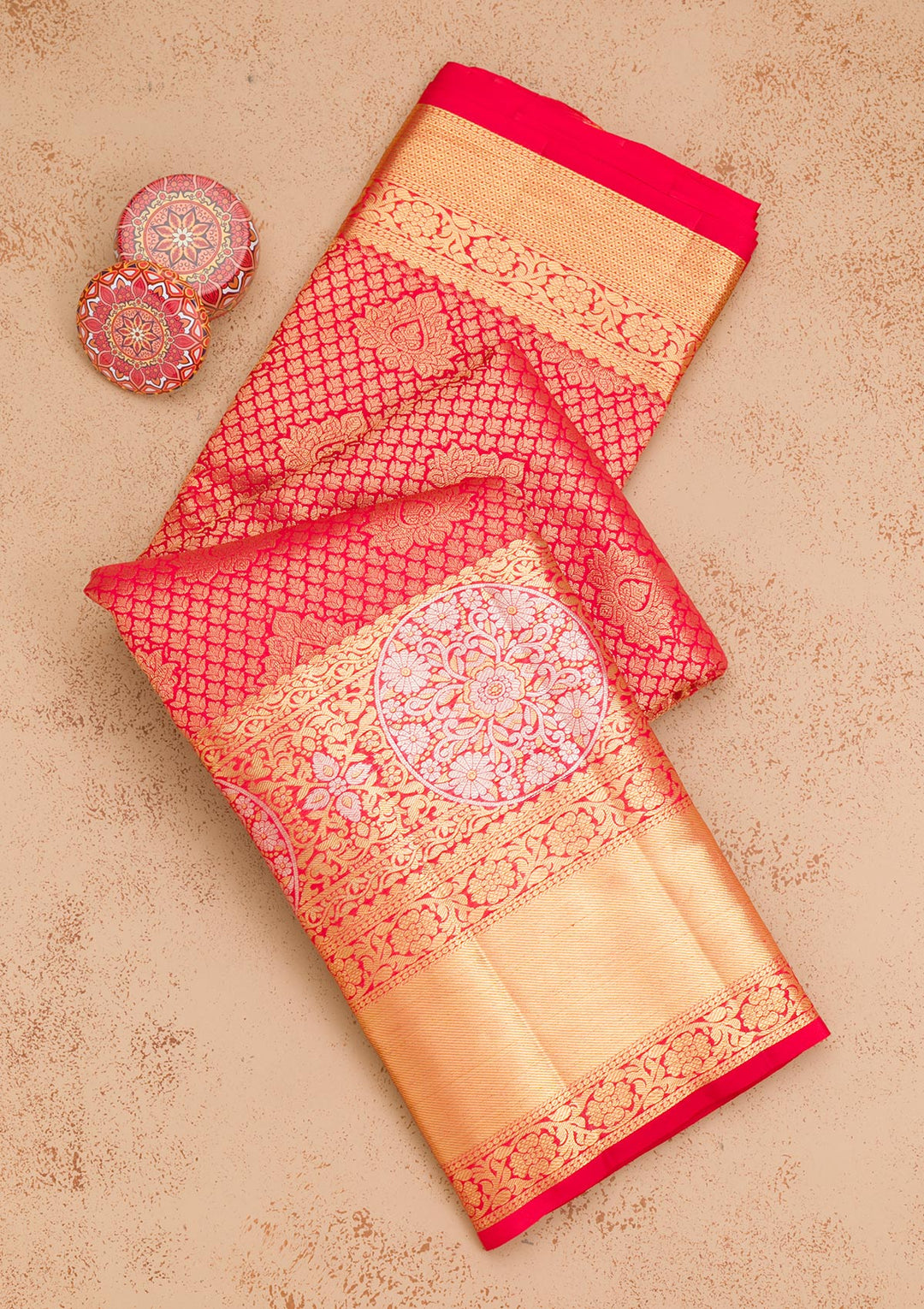 Red Zariwork Pure Silk Saree-Koskii
