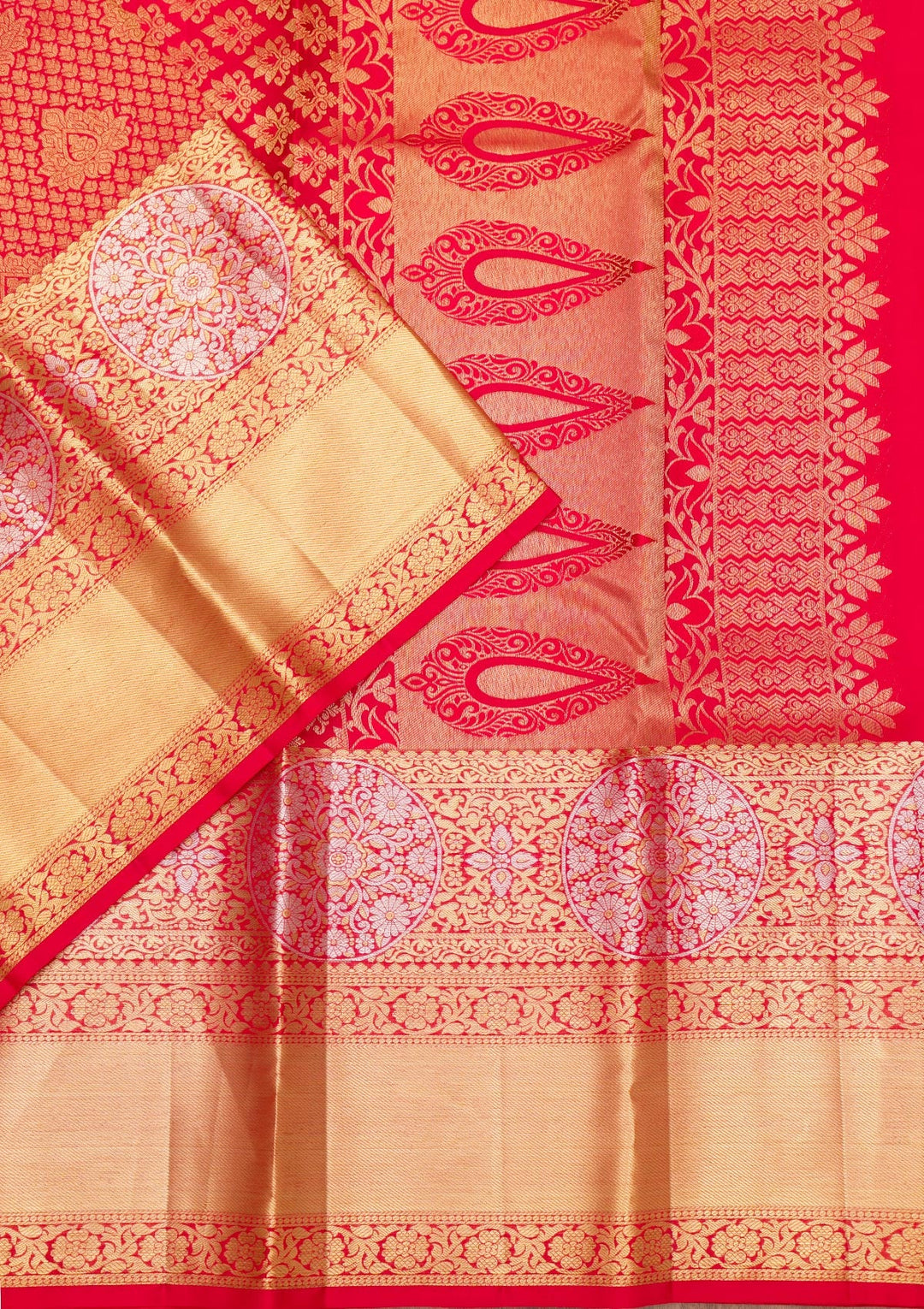 Red Zariwork Pure Silk Saree-Koskii