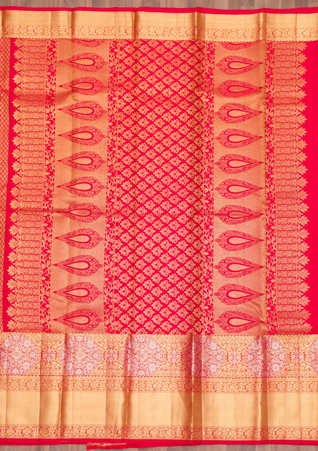 Red Zariwork Pure Silk Saree-Koskii