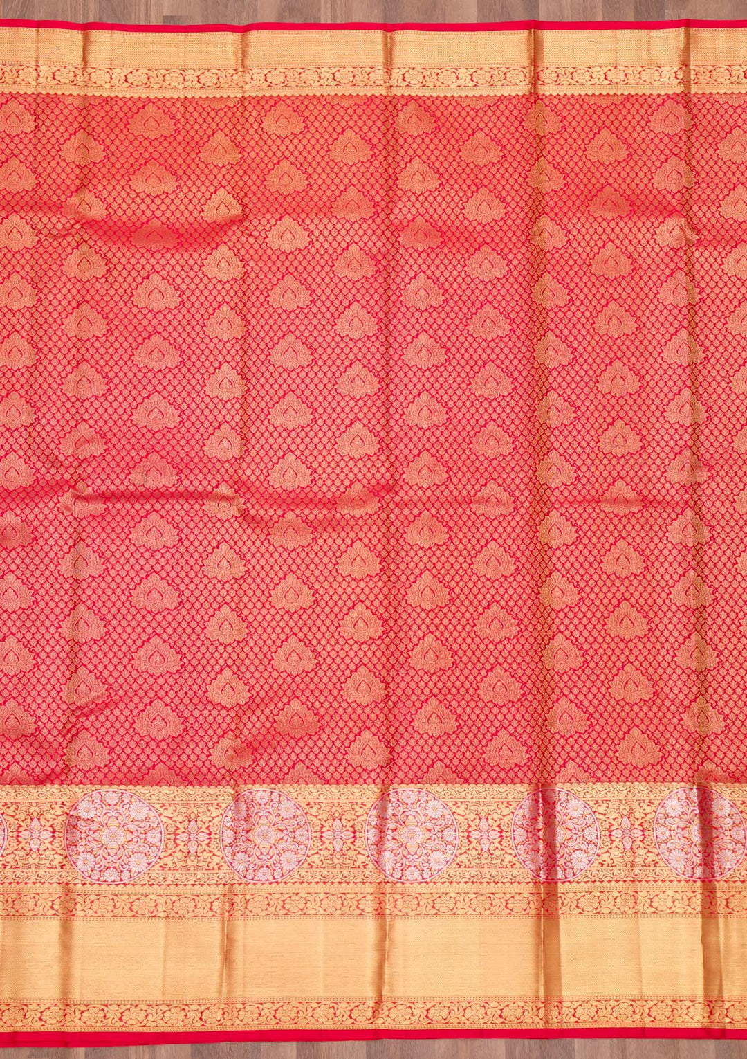 Red Zariwork Pure Silk Saree-Koskii