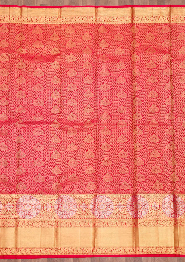 Red Zariwork Pure Silk Saree-Koskii