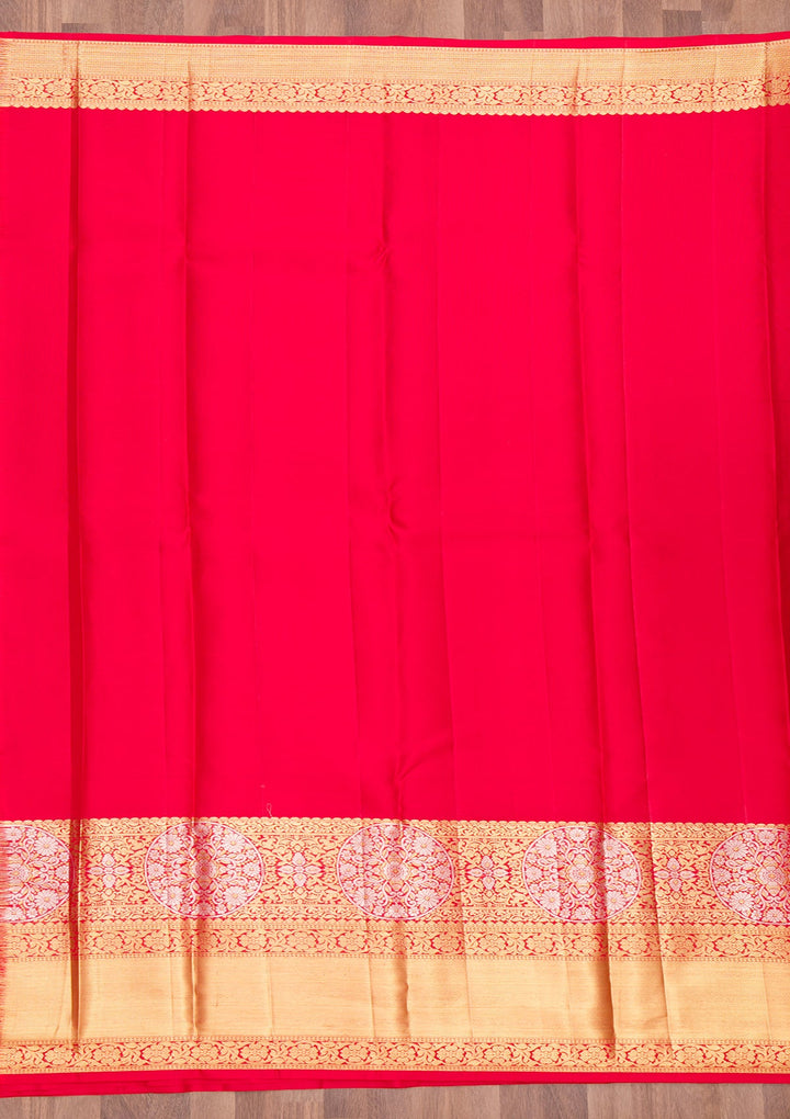 Red Zariwork Pure Silk Saree-Koskii