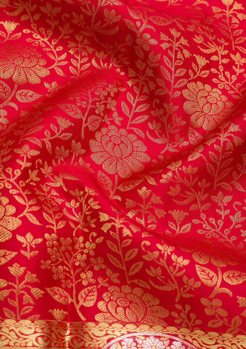 Red Zariwork Pure Silk Saree-Koskii