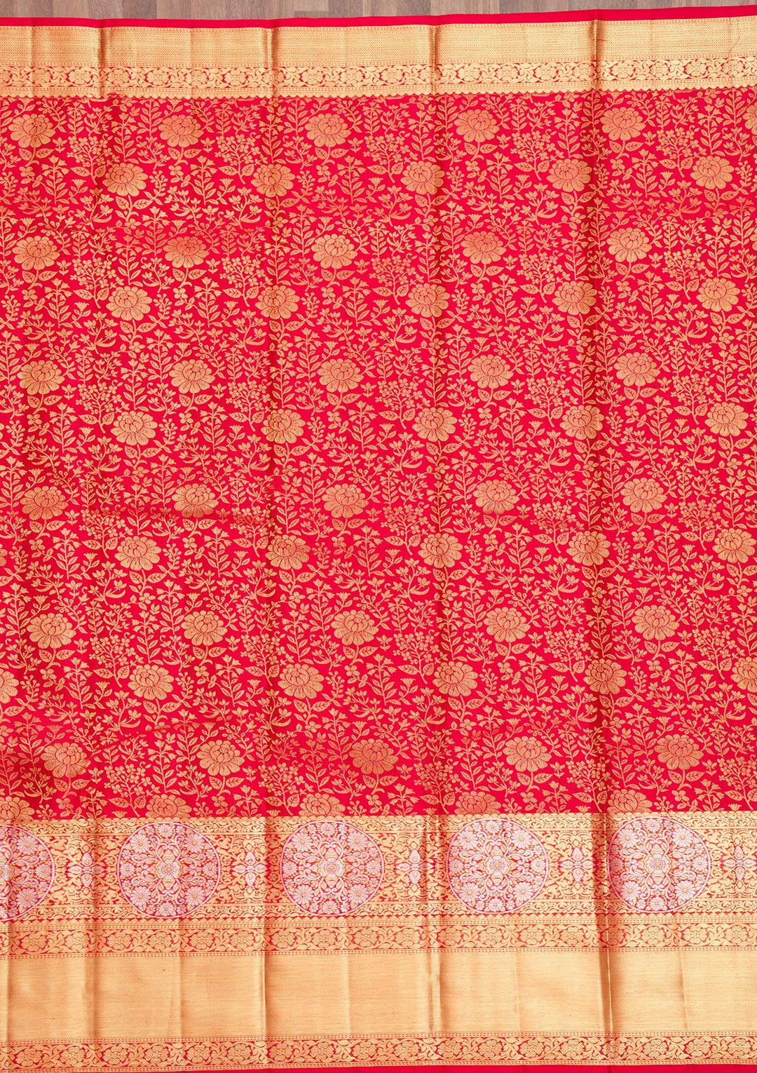 Red Zariwork Pure Silk Saree-Koskii