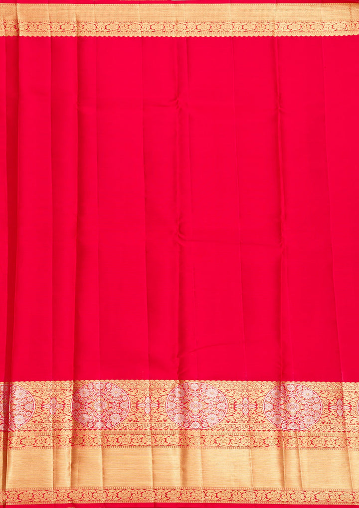 Red Zariwork Pure Silk Saree-Koskii
