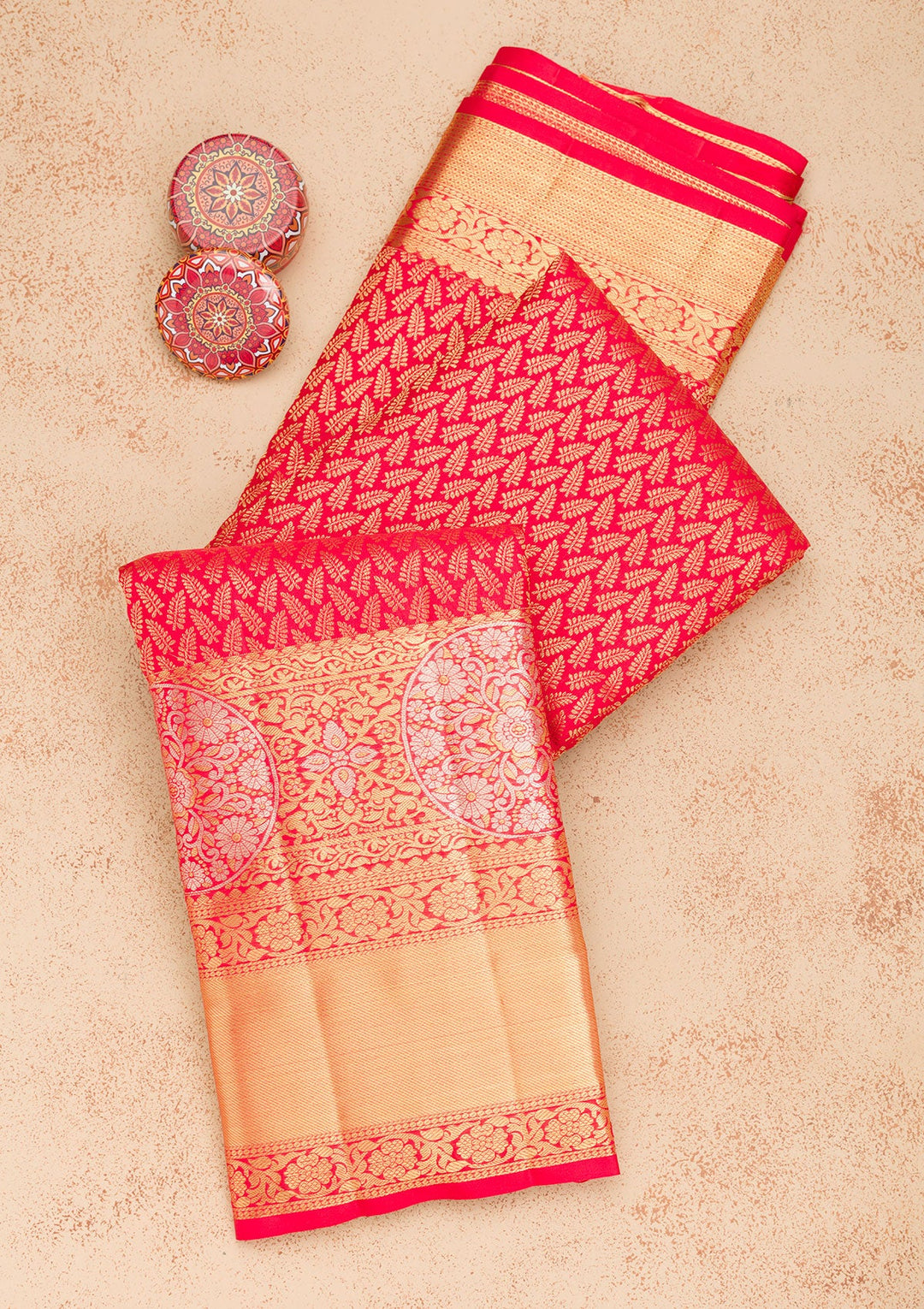 Red Zariwork Pure Silk Saree-Koskii