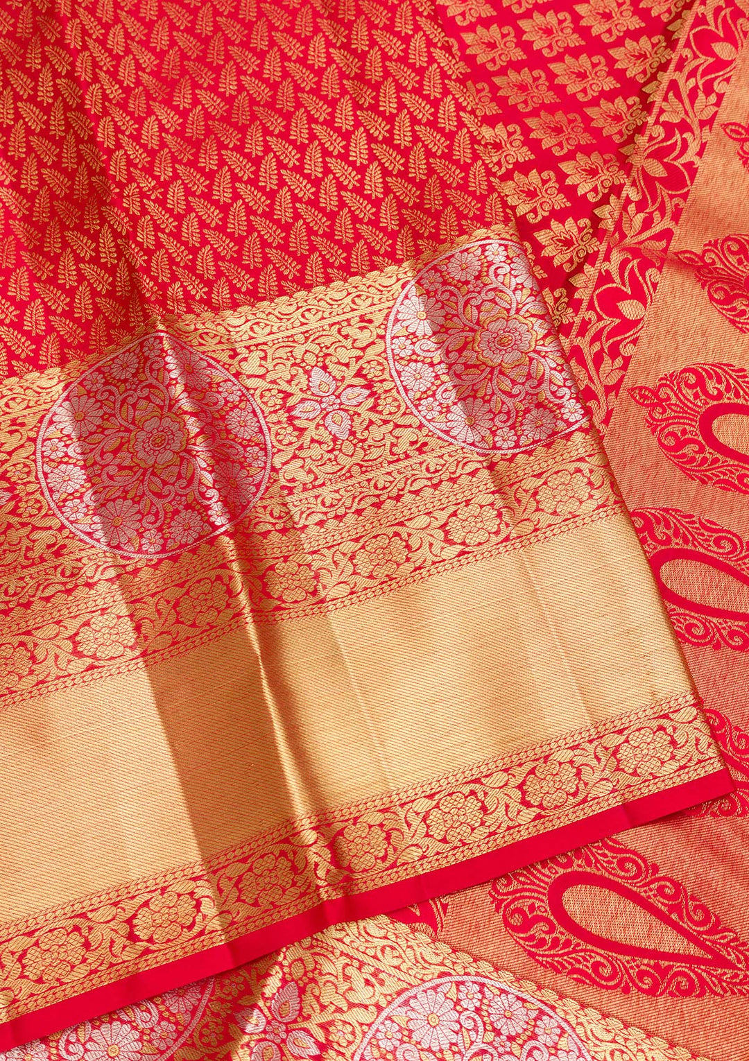 Red Zariwork Pure Silk Saree-Koskii