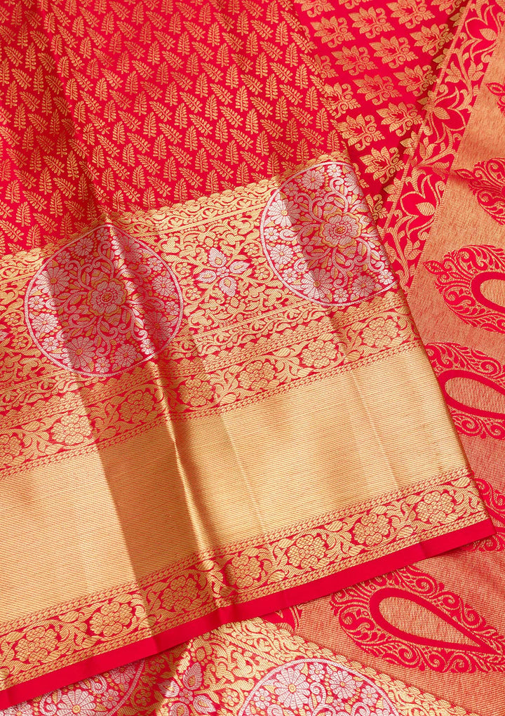 Red Zariwork Pure Silk Saree-Koskii