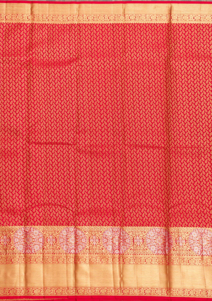 Red Zariwork Pure Silk Saree-Koskii