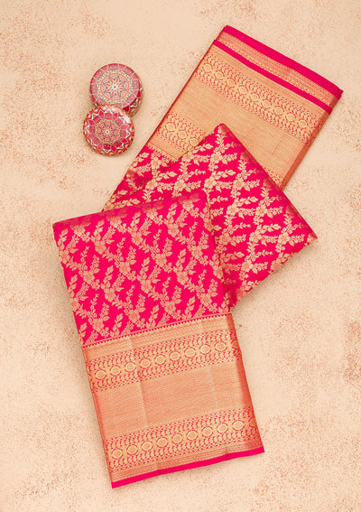 Red Zariwork Pure Silk Saree-Koskii