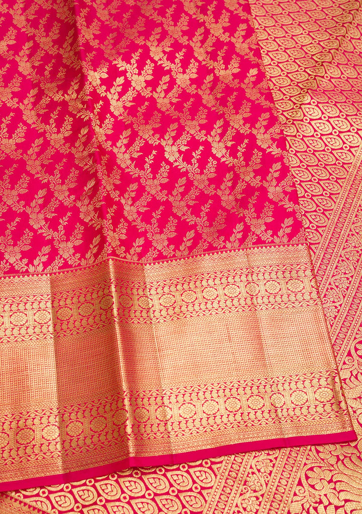 Red Zariwork Pure Silk Saree-Koskii