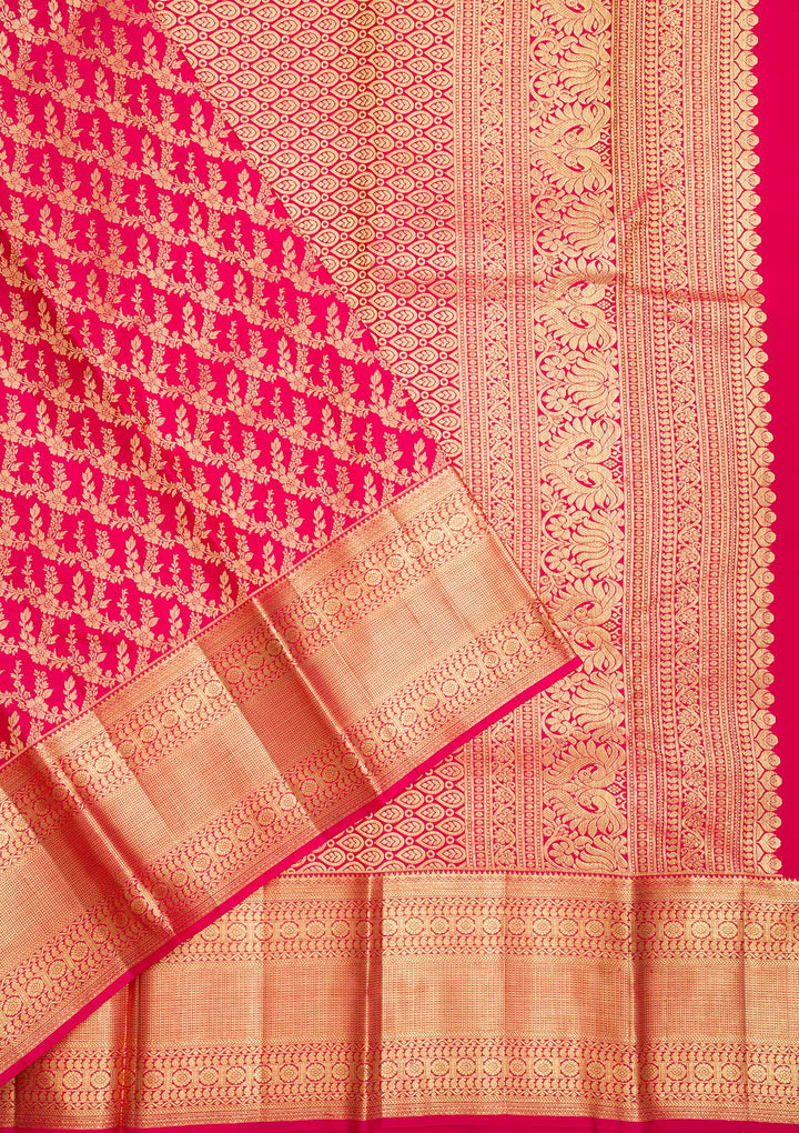 Red Zariwork Pure Silk Saree-Koskii