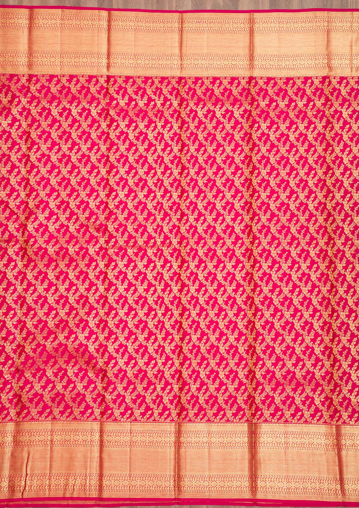 Red Zariwork Pure Silk Saree-Koskii