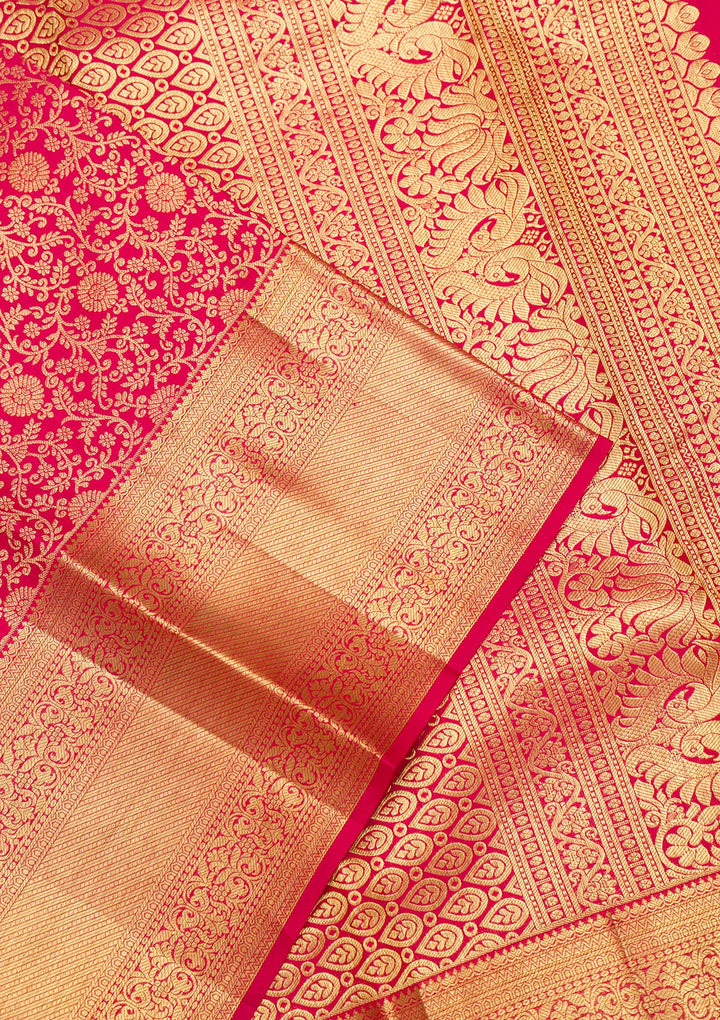 Red Zariwork Pure Silk Saree-Koskii
