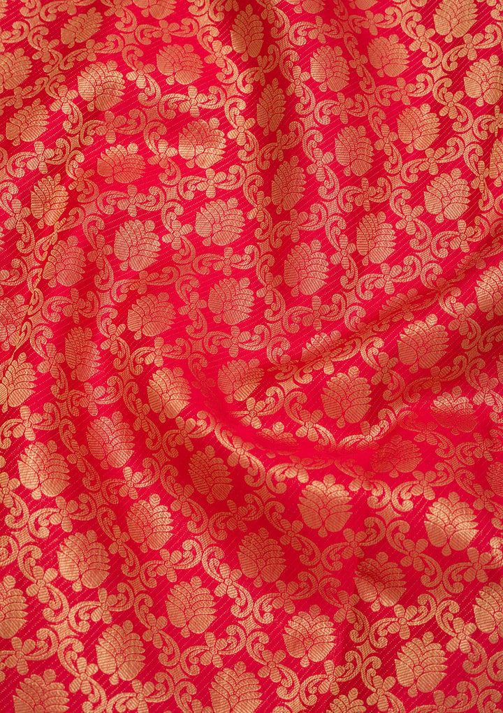 Red Zariwork Pure Silk Saree-Koskii