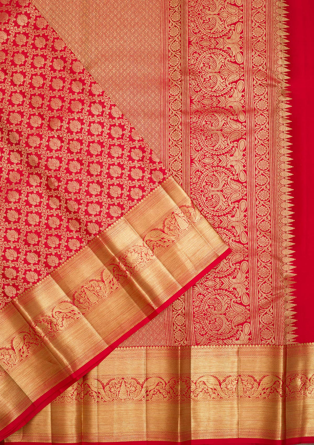Red Zariwork Pure Silk Saree-Koskii