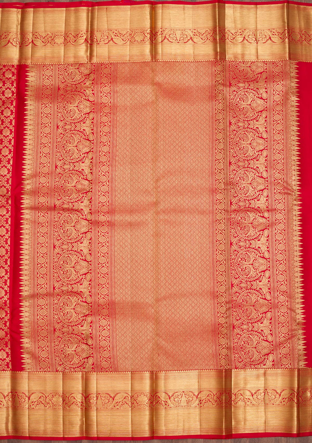 Red Zariwork Pure Silk Saree-Koskii