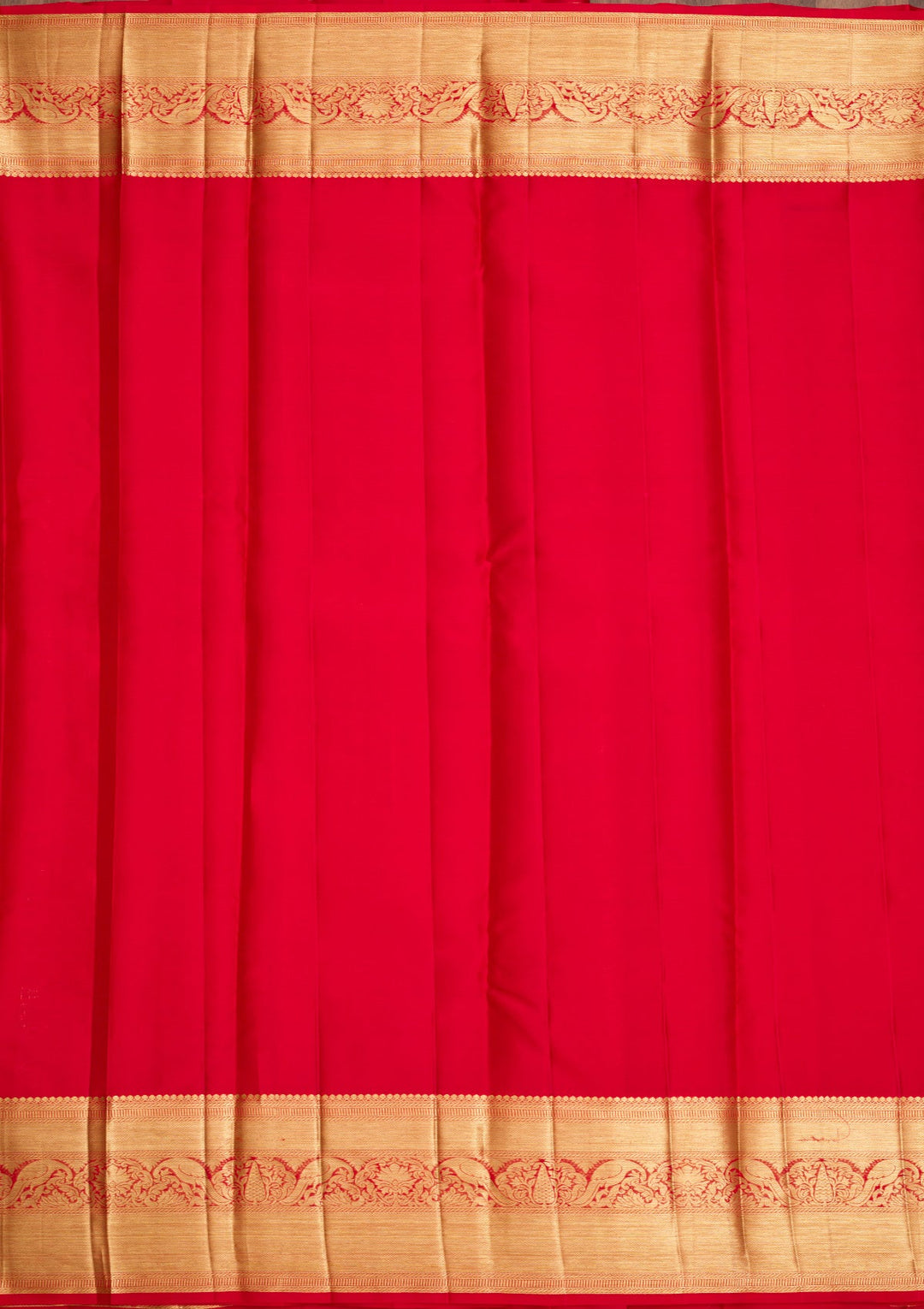 Red Zariwork Pure Silk Saree-Koskii