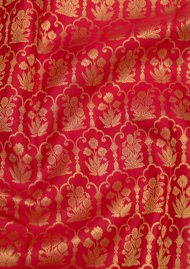 Red Zariwork Pure Silk Saree-Koskii