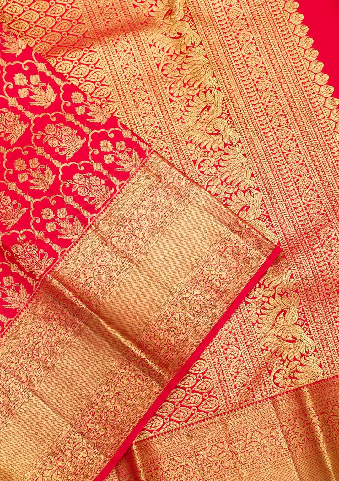 Red Zariwork Pure Silk Saree-Koskii