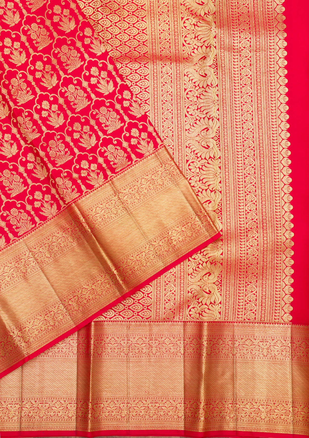 Red Zariwork Pure Silk Saree-Koskii