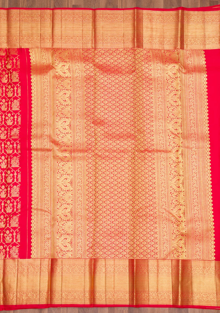 Red Zariwork Pure Silk Saree-Koskii