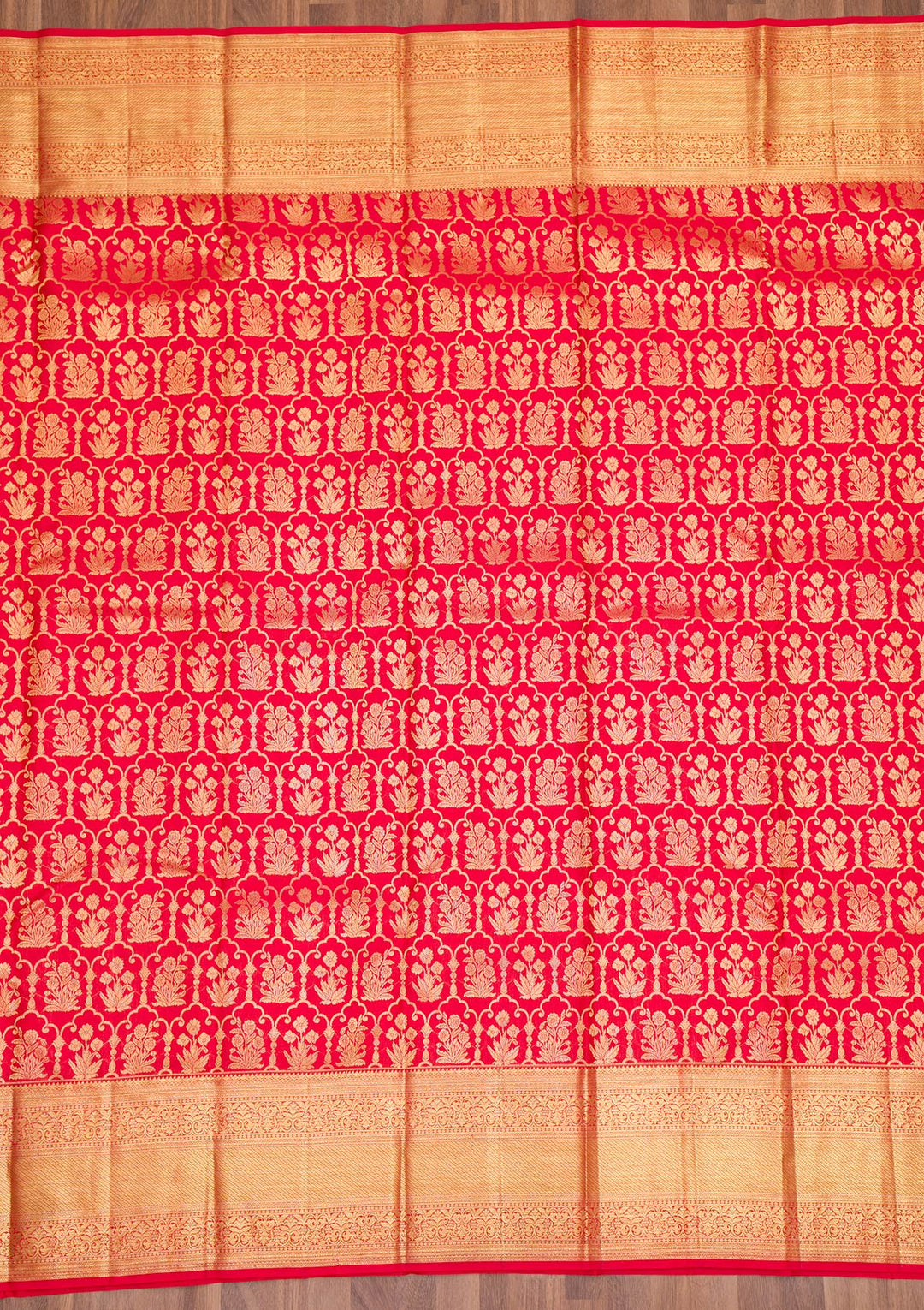 Red Zariwork Pure Silk Saree-Koskii