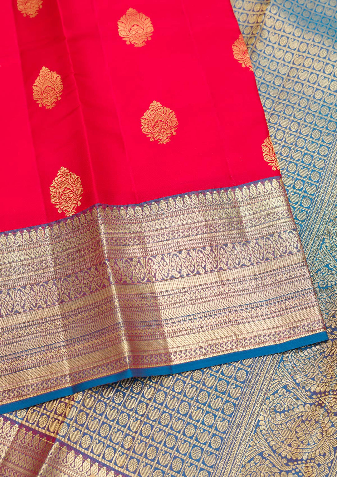 Red Zariwork Pure Silk Saree-Koskii