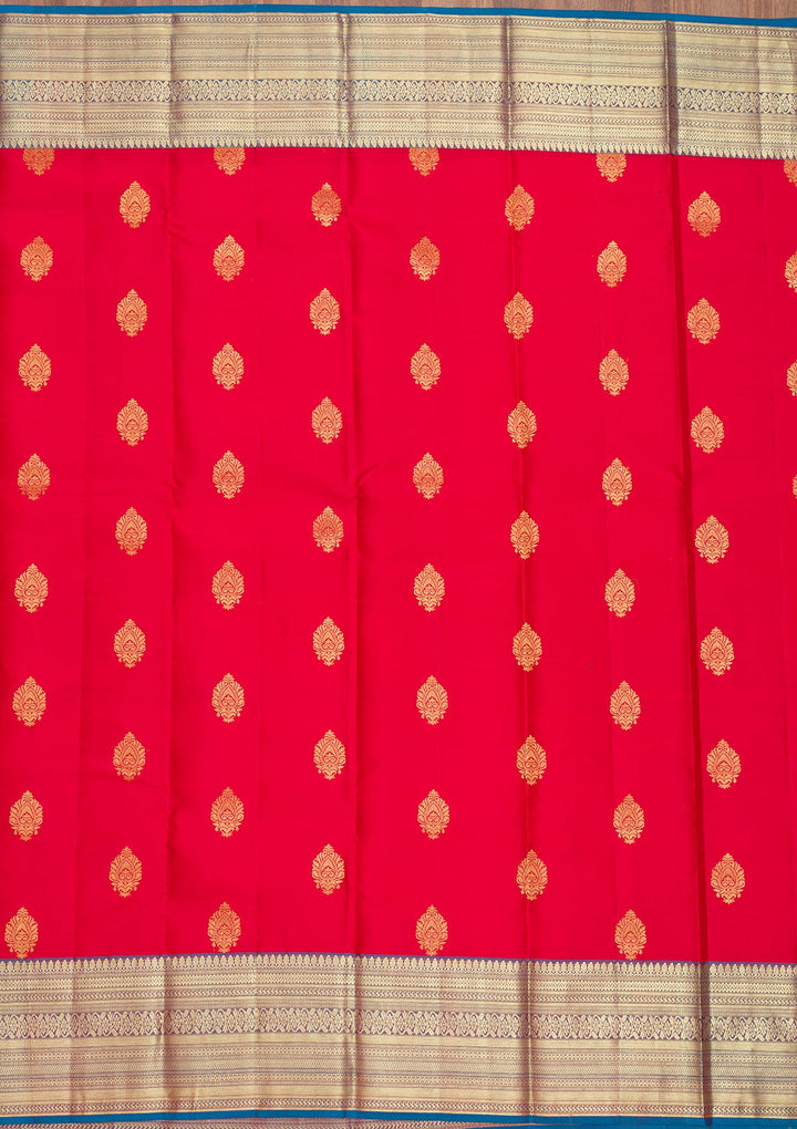 Red Zariwork Pure Silk Saree-Koskii